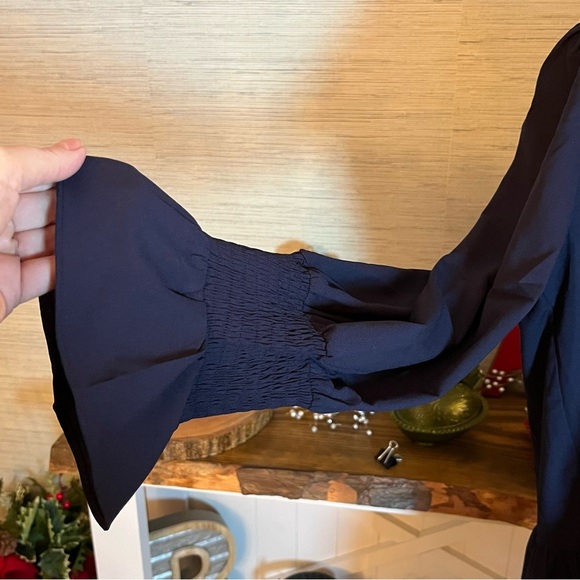 Pomander Place by Tuckernuck NWT Navy Blue Poplin Kenzo Dress Tiered Size XXL - Picture 5 of 10